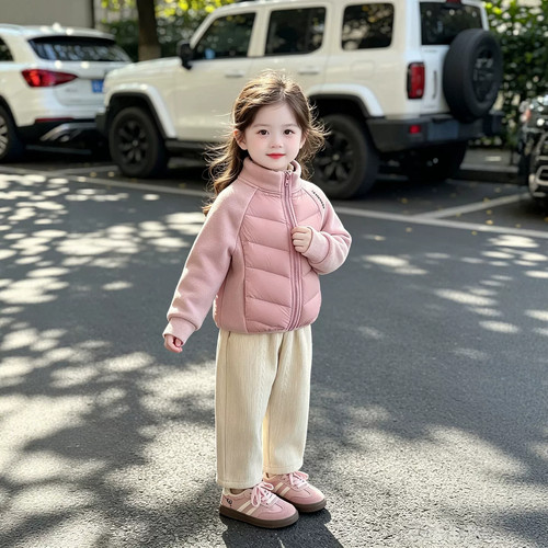 女童轻薄羽绒服2026秋冬季新款儿童白鸭绒保暖拼接上衣女宝宝外套