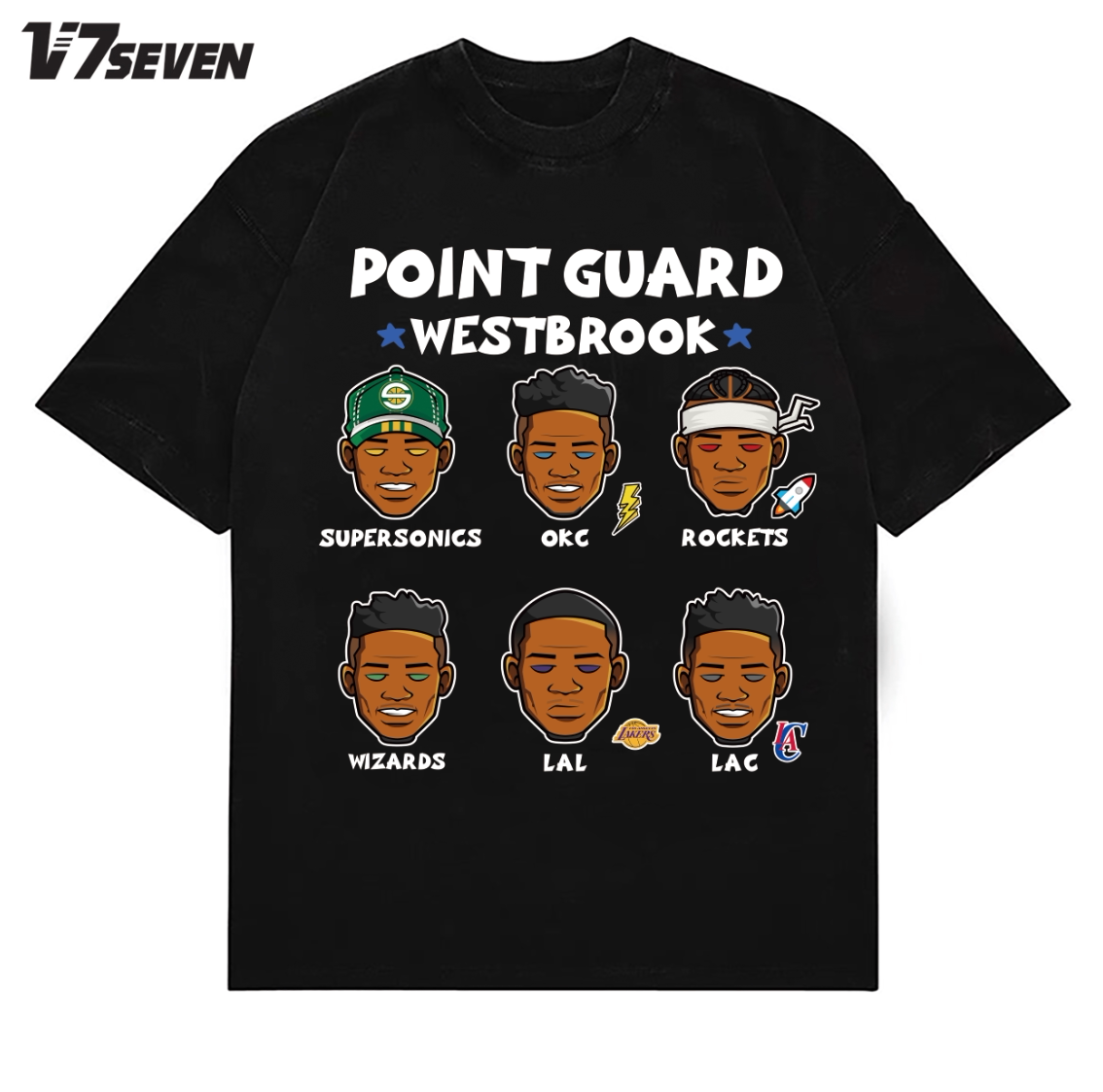 v7seven原创威少职业生涯潮流休闲数码直喷主题t恤