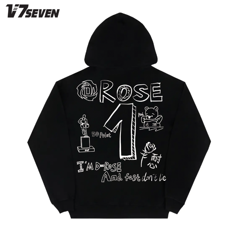 V7SEVEN双面罗斯绰号球衣手绘重磅流行圆领数码直喷印花卫衣