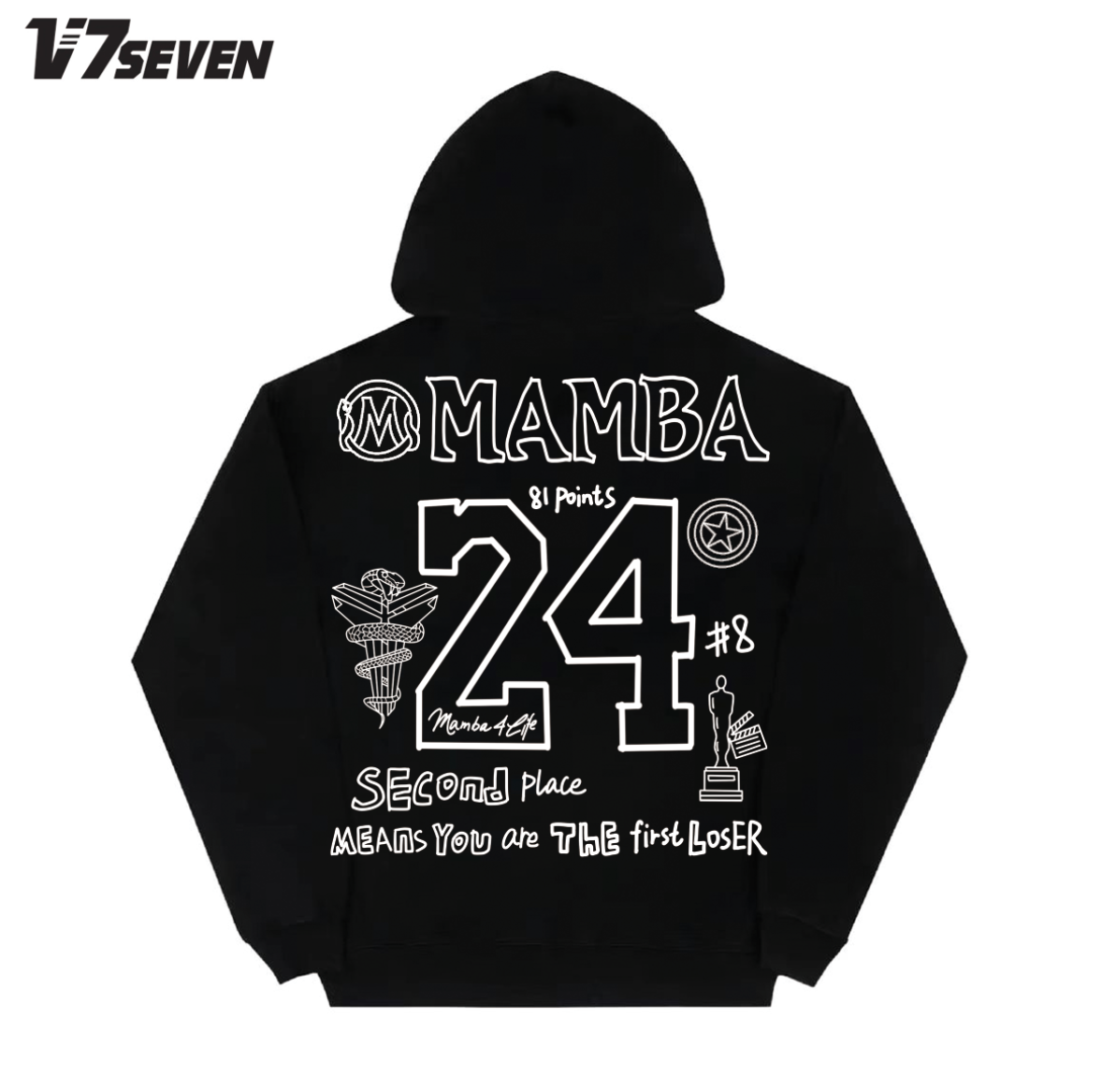 V7SEVEN双面科比绰号球衣手绘重磅流行圆领数码直喷印花卫衣