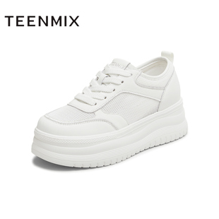 天美意夏季 商场同款 休闲系带厚底百搭女小白鞋 BL391BM5 新款