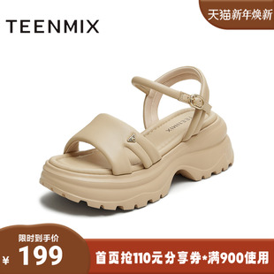 BI973BL5 厚底百搭小个子女休闲凉鞋 天美意2025夏新款 商场同款