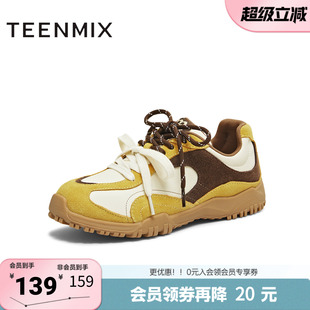 女休闲鞋 KG140CM5 厚底拼色百搭阿甘德训鞋 天美意春新款