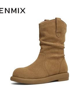 天美意冬新款美拉德色复古百搭户外堆堆靴女西部靴KXZ08DD4