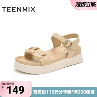 天美意夏季 商场同款 日常百搭通勤上班女休闲凉鞋 CL902BL4 新款