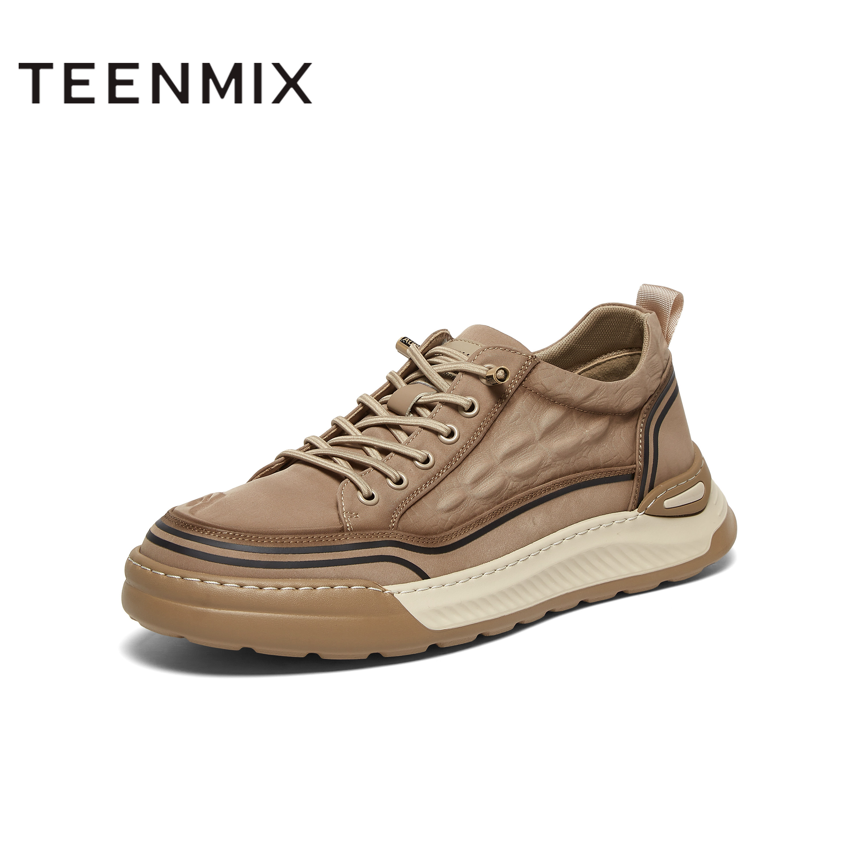 天美意春新款商场同款一脚蹬复古厚底增高男布鞋3RT01CM4