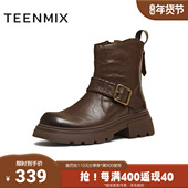 简约时装 天美意2025冬新款 商场同款 靴休闲通勤女皮靴BK062DZ5