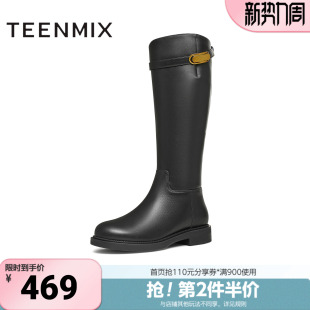 天美意冬新款 长筒靴高筒靴骑士靴百搭显瘦女骑士靴KQZ11DG4