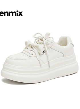 天美意2026春新款商场同款厚底纯色双鞋带小白鞋女板鞋BM461AM6