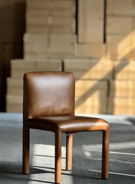 Classic Reborn油蜡皮餐椅意式简约靠背椅子卧室化妆椅家用书桌椅