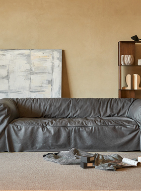 Classic Reborn沙发中古慵懒复古北欧苯胺皮全皮三人直排沙发客厅