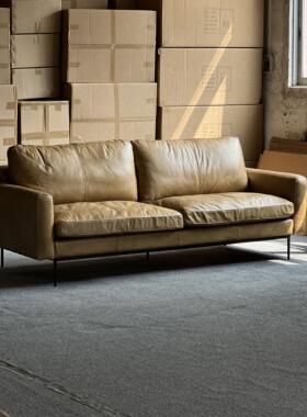 Classic Reborn北欧复古中古风头层牛皮全真皮沙发设计师款客厅