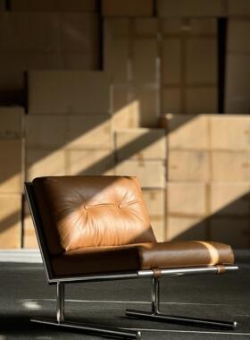 Classic Reborn现代简约包豪斯不锈钢单人沙发椅金属休闲椅设计师