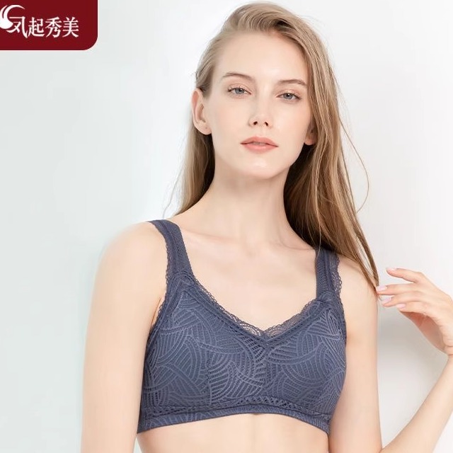 凤起秀美无钢圈文胸宽肩带小胸中厚杯聚拢蕾丝美背性感内衣62916
