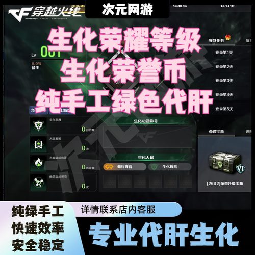 CF穿越火线生化荣耀等级风火哪吒赤凰神女手雷小红生化荣耀币代肝