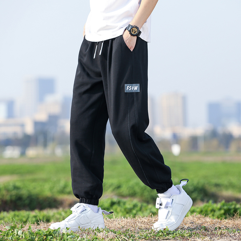 四季男裤子潮牌ins宽松束脚简约百搭休闲裤卫裤男长裤2221p38，男装休闲裤，1203-1（原钱塘5012-1）