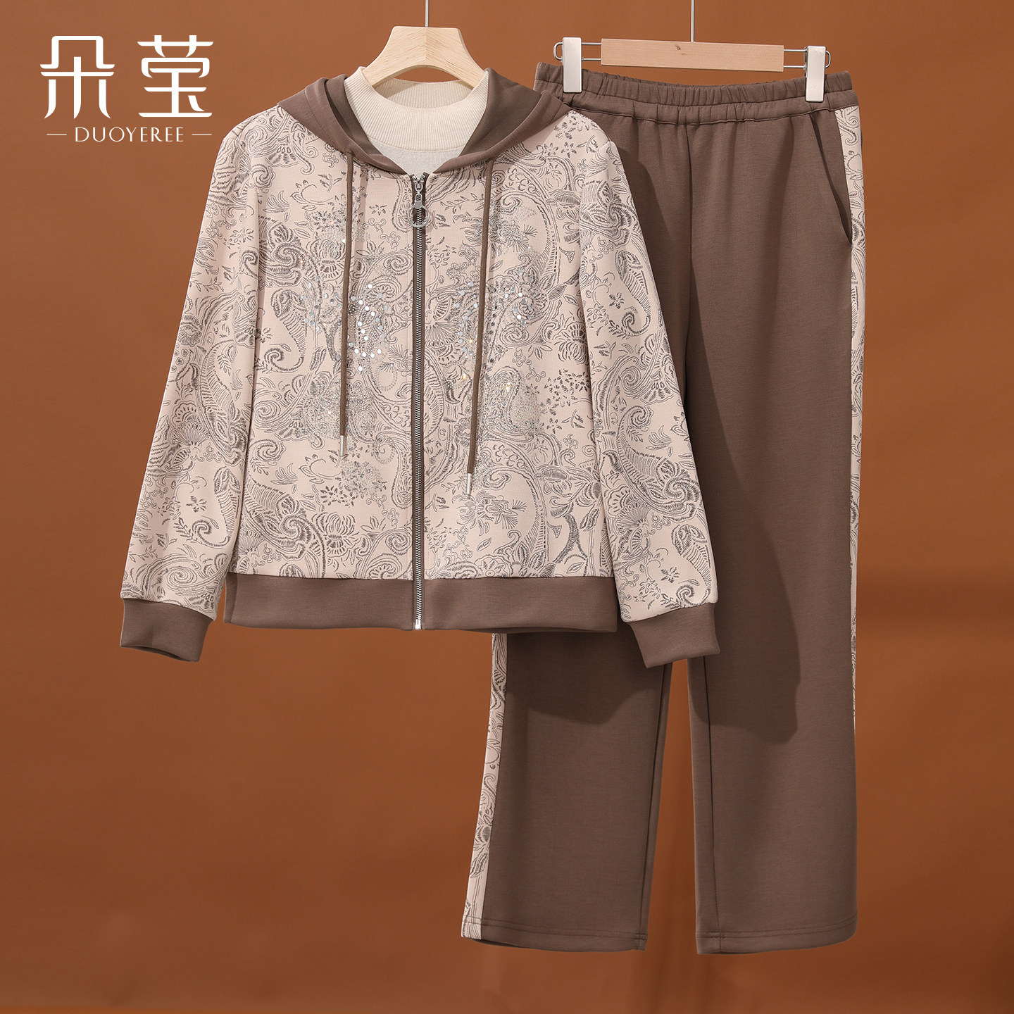 朵莹妈妈春装端庄大气运动服套装2026新款中老年女装春秋卫衣外套