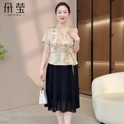 朵莹新中式妈妈夏装洋气连衣裙