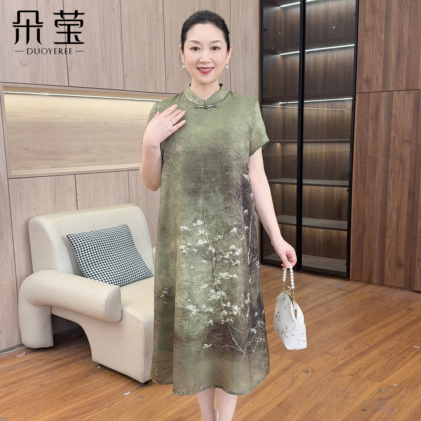 朵莹妈妈夏装新中式旗袍连衣裙