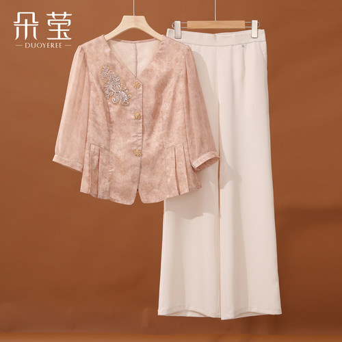 朵莹妈妈夏装新中式小衫套装新款
