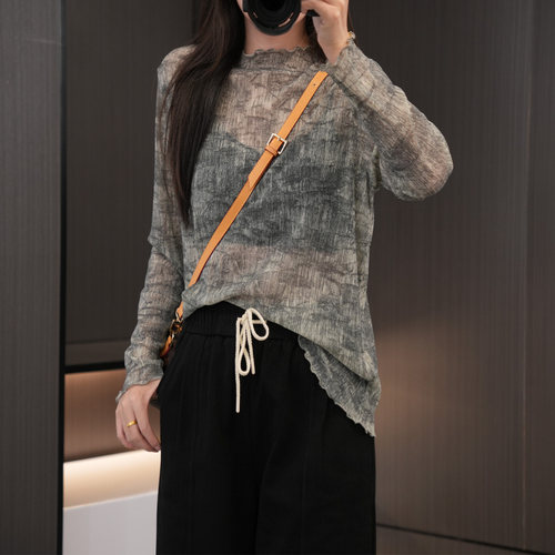 早秋必入巨弹扎染丝百搭打底衫