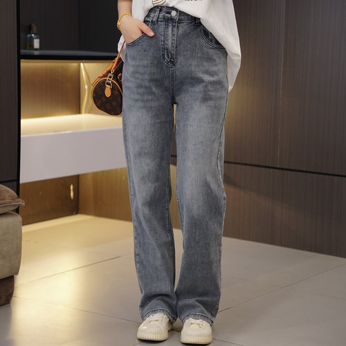 大码高腰百搭显瘦阔腿拖地牛仔裤