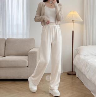 200斤胖mm高腰百搭减龄垂感休闲裤 春季 松紧腰显瘦直筒裤 大码 新款