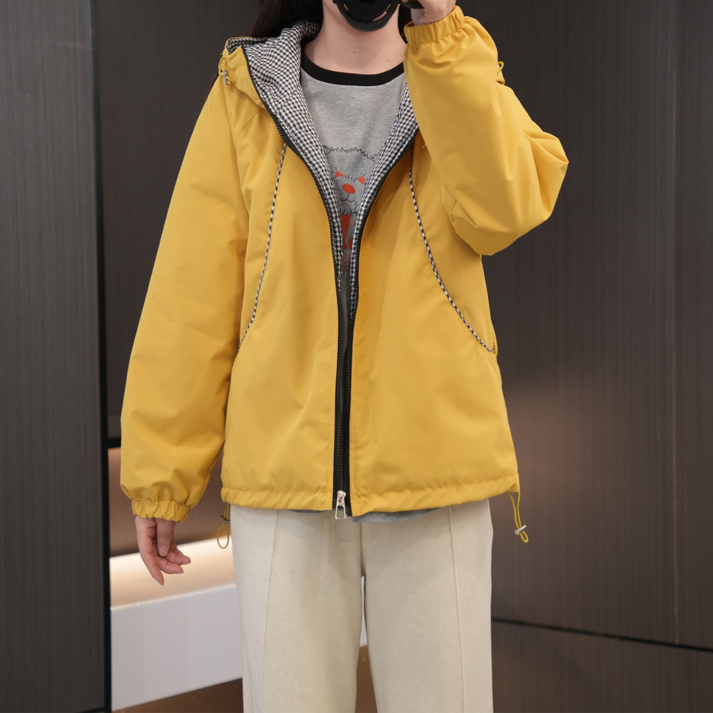 冬季必入大码简约连帽冲锋衣棉服