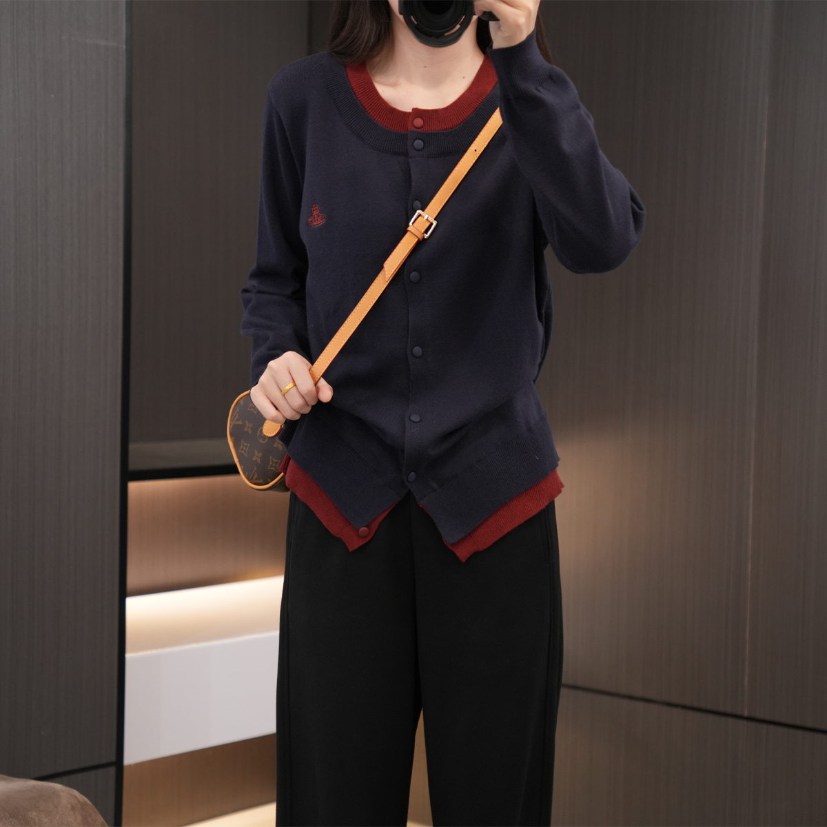 闭眼入设计感撞色拼接百搭毛衣