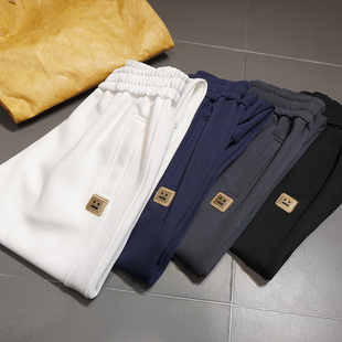 大码 遮肉显瘦束脚加绒女裤 女装 宽松版 纯色松紧腰休闲卫裤 春秋冬款