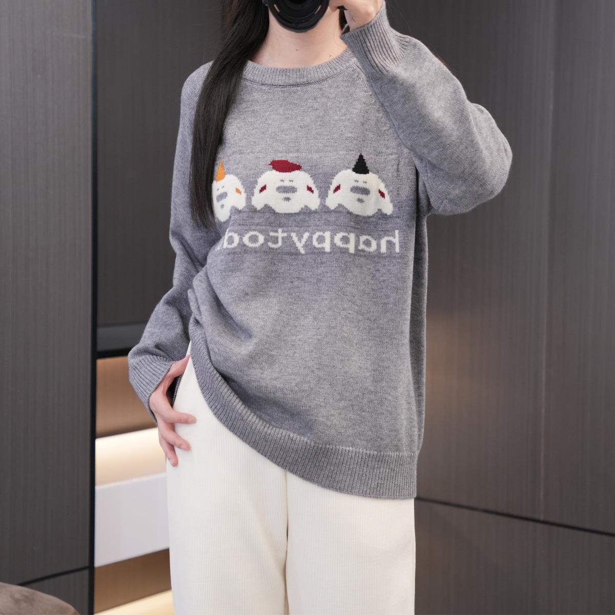 冬季闭眼入减龄显白显瘦卡通毛衣