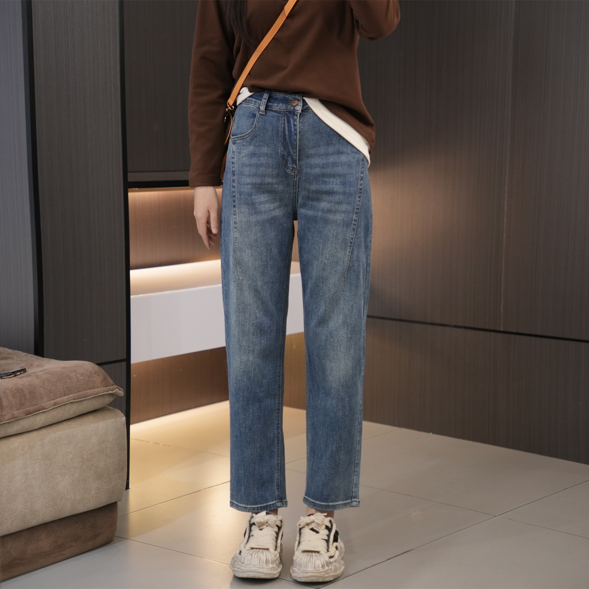 闭眼入高腰百搭显瘦哈伦牛仔裤