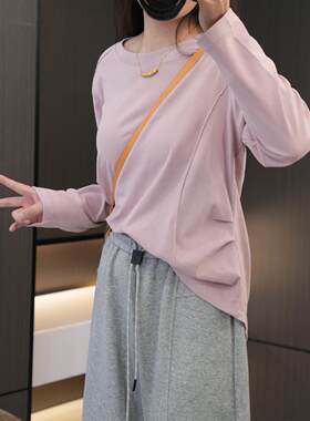 小心机设计感褶皱收腰显瘦打底衫