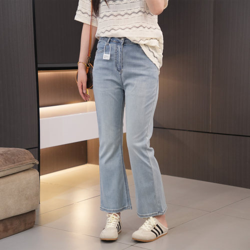 胖mm必入薄款高弹力显瘦微喇裤