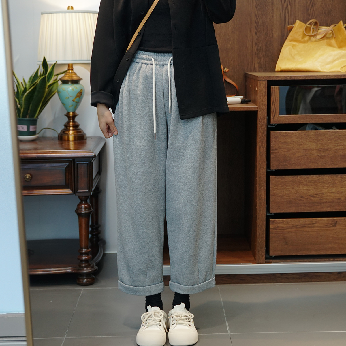 遮胯显瘦大码女秋季高腰九分卫裤