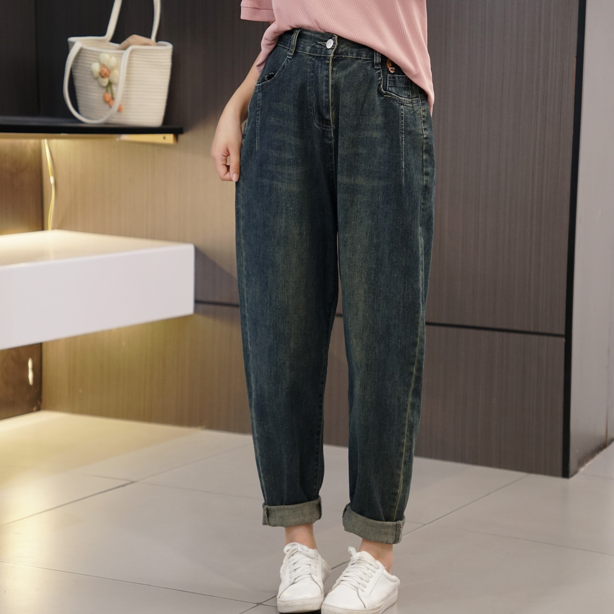 闭眼入巨显瘦高腰小哈伦牛仔裤