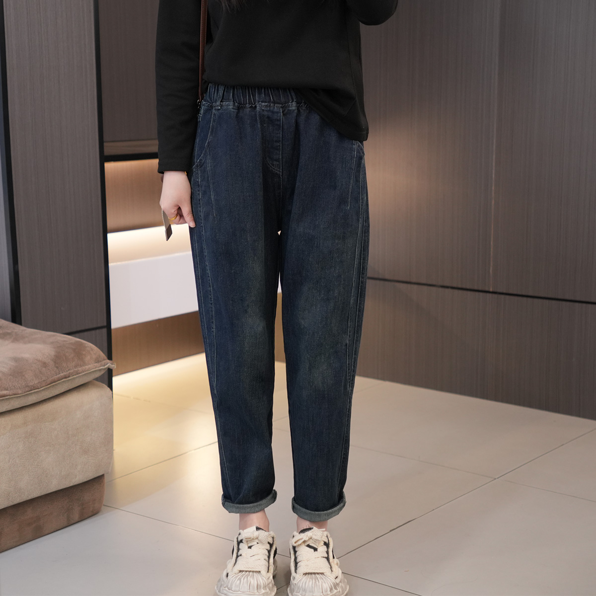 闭眼入春季巨显瘦高腰百搭老爹裤