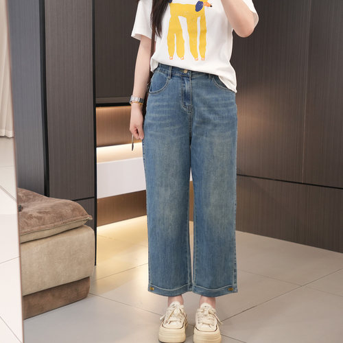 胖妹妹必入高腰显瘦卷边烟管裤