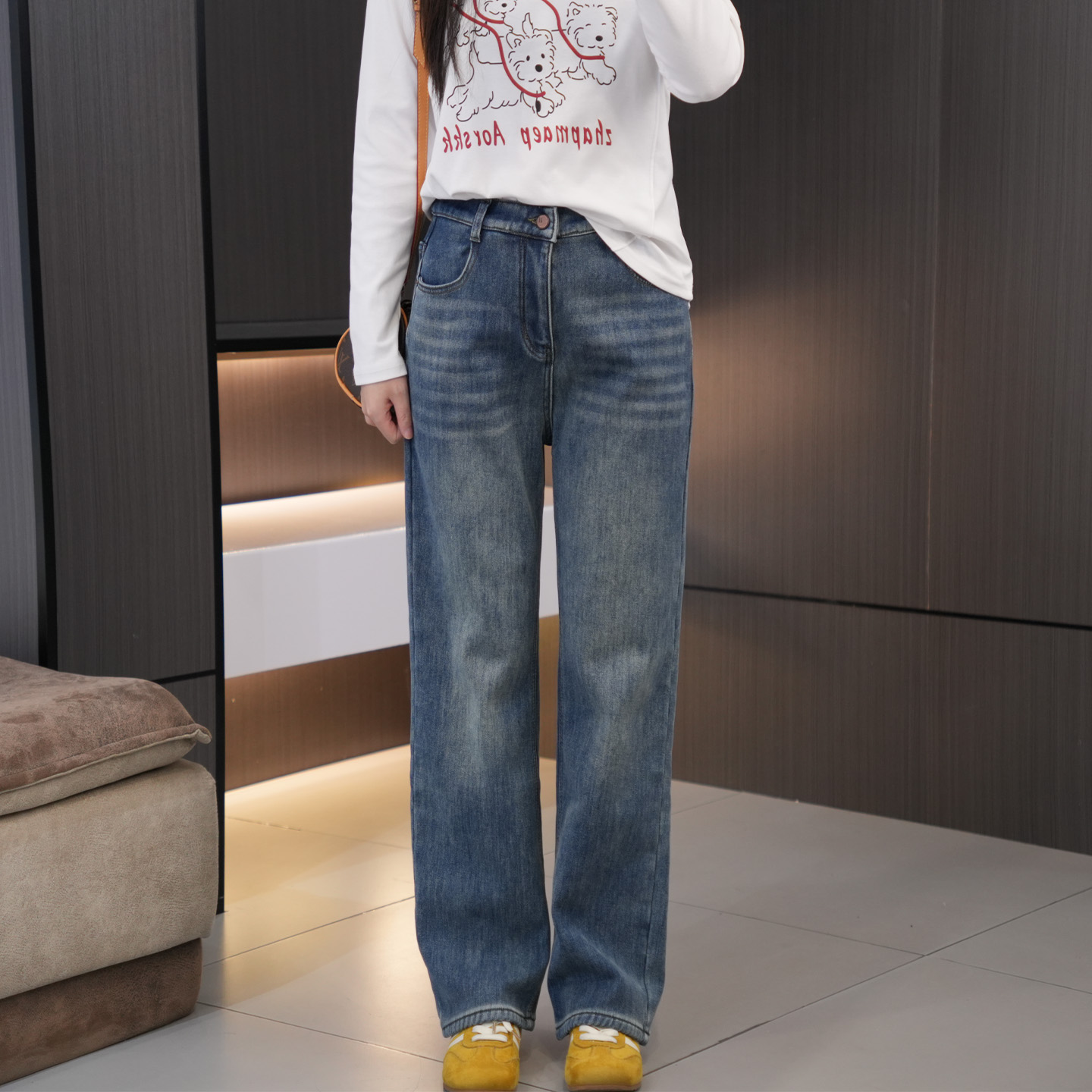 闭眼入加绒加厚高腰显瘦直筒裤