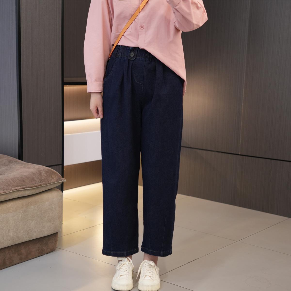 闭眼入时尚复古松紧腰大码哈伦裤