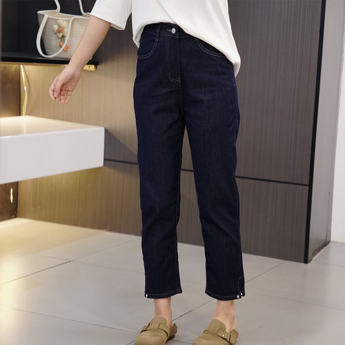 巨显瘦裤口小开叉烟管裤闭眼入