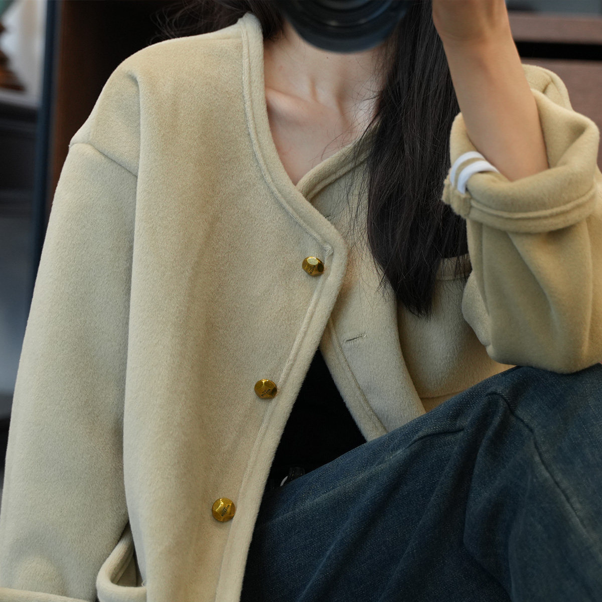 名媛淑女小香风加厚外套大码女装秋冬胖mm口袋宽松双面呢针织上衣,女装/女士精品,常规大码外套,淘宝优惠券,粉丝福利购,淘宝优惠卷