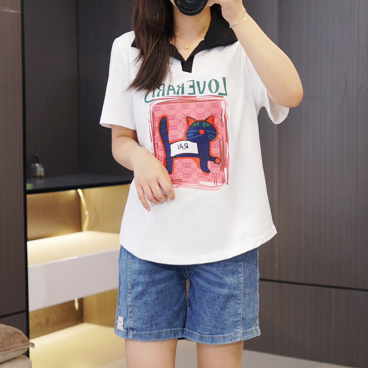 必入款巨好看的小猫印花短袖T恤