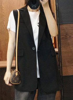 巨显气质 210斤胖mm白领OL风职业西装马甲女大码西服外套上衣春季