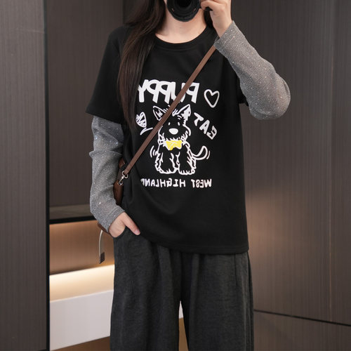 闭眼入洋气百搭假两件防晒袖T恤