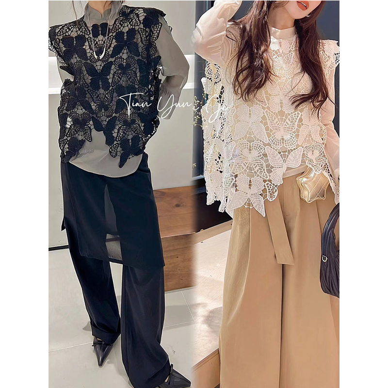 套头设计感小众常规圆领镂空马甲