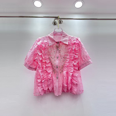 衬衫设计钉珠薄款宽松气质上衣潮