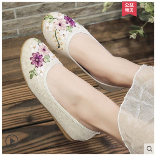 新款女鞋老北京布鞋亚麻白色大码