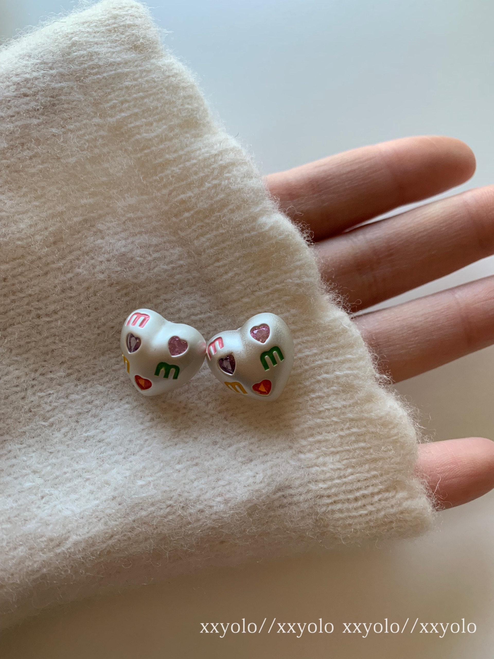 xxyolo韩风女彩虹爱心耳环