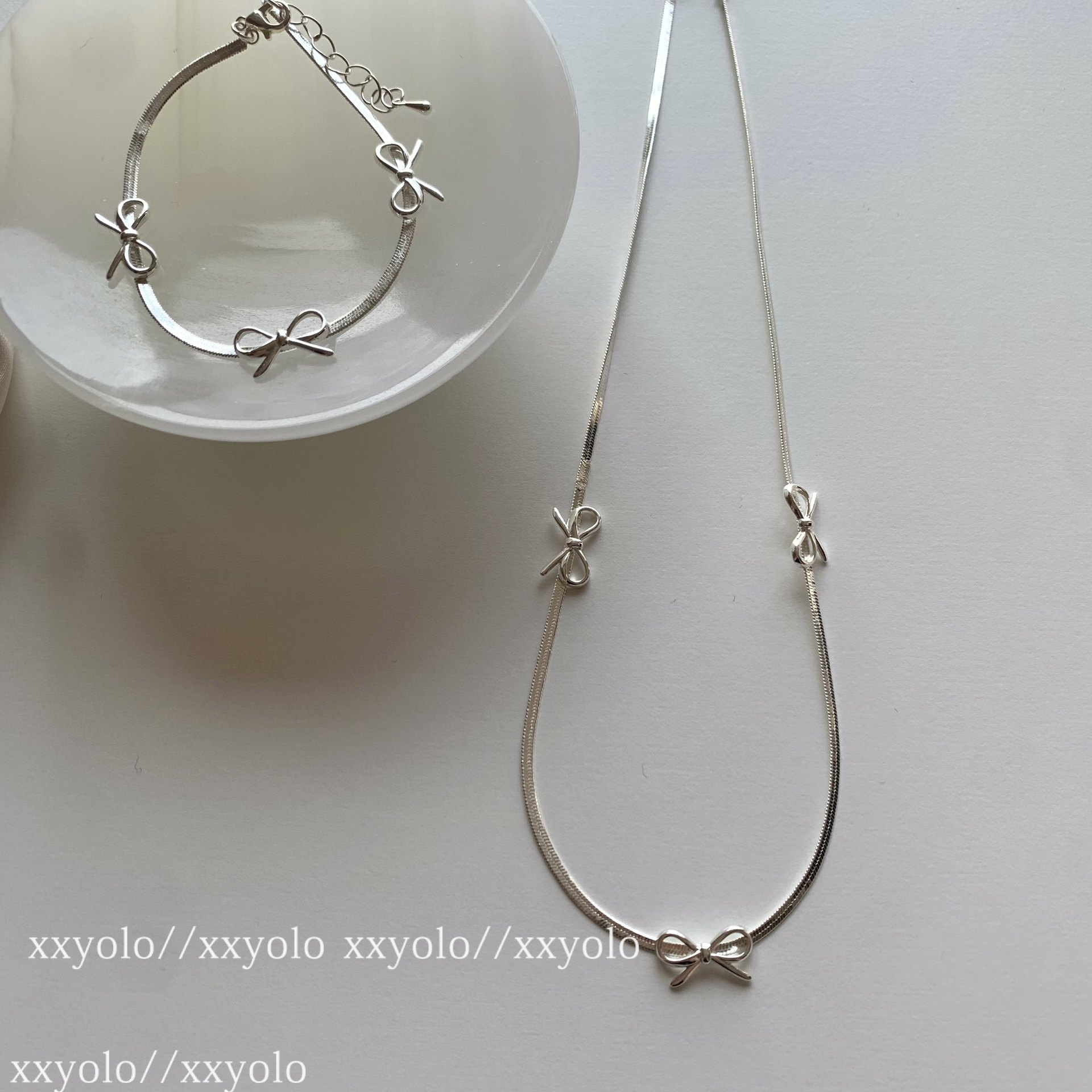 xxyolo女蝴蝶结项链手链